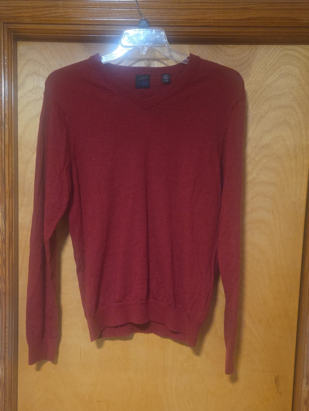 Greg Norman Collection Men's Red Wool V Neck Sweater Size L